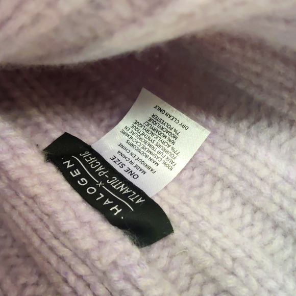 Nordstrom Halogen Atlantic Pacific Cashmere Faux Pom Beanie - Purple Lilac - Picture 3 of 3